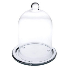 Small Bell Jar Dome Glass Cloche with Base Candle Mini Figurine Decor Wedding 