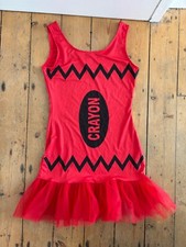 Womens Red Crayon Sleeveless Tutu Fancy Dress Dressing Up Costume Outfit Medium