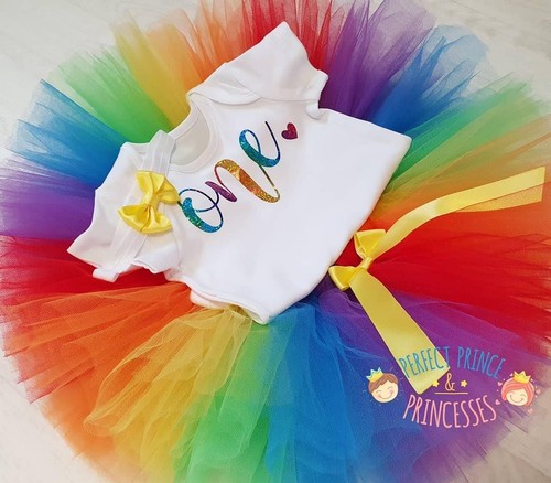 Rainbow baby girls tutu - , cake
