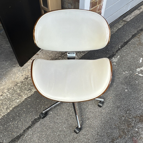 White faux leather swivel - swivel, task