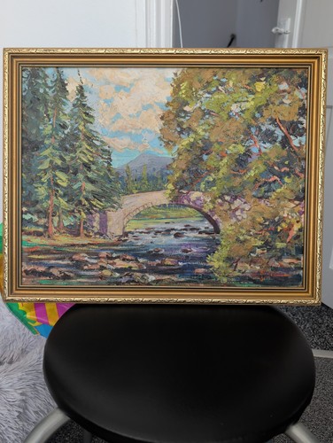 Vintage oil landscape painting - vintage,