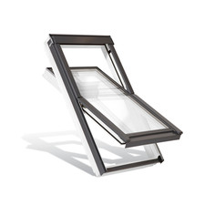 YARDLITE Roof Window Loft Skylight Grey / White Wood Centre Pivot  + Flashing