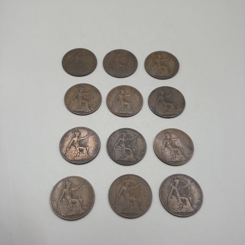 One penny coins dated - one,