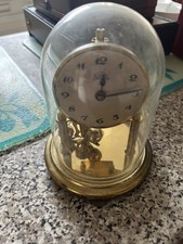 Vintage West German Brass Anniversary Clock With Glass Dome Untested Spares
