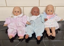 1988 Zapf Creation Baby Dolls x 3 Sleepy Eyes 8.5" (1 dark Skinned) Clothes VTG