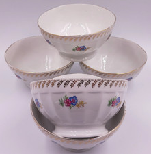 Set of 5 Vintage French Ceramic Café au Lait Coffee Bowls Floral Design  A1951