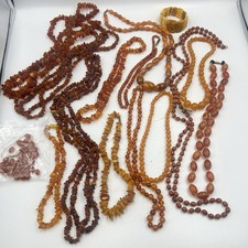 Amber / Copal Job Lot inc. Butterscotch Beads, Bracelet, Antique (650g)
