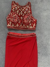 Authentic Sherri Hill 2 Peice Prom Dress Uk6 Xs Embellished Red