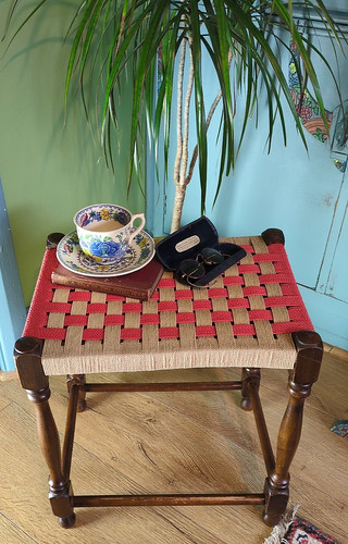 Vintage woven top - vintage, stool