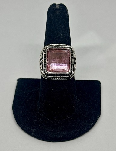 Large square pink faceted faux - square,