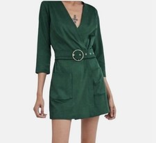 ZARA emerald green faux suede