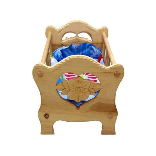 Wooden flower themed cradle - wooden, flower-themed