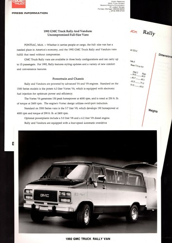 1992 gmc truck rally van - truck,