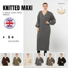 Womens Knitted Maxi Dress V