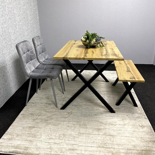 Wooden dining table with - table, 2
