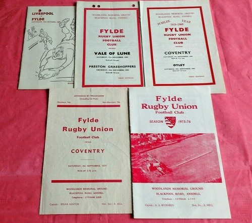 Fylde rugby programmes 1971 - programmes,
