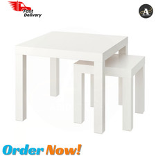 Set of 2 Square Wooden Nesting Coffee Side Tables | Living Room Furniture