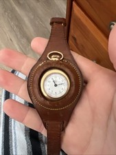 Rare Gold Waltham Fob Pocket Watch With Old WW2 Strap Conversion