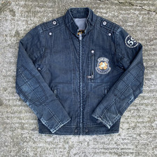 Lois Jeans Thick  Washed Black Denim Biker Bomber Jacket, Medium