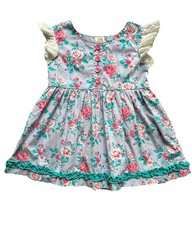 Wildflowers clothing La La Land Polly Pocket Top size 4 EUC Blue Pink Roses