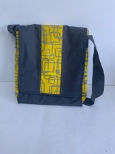 IKEA Laptop Messenger Bag Gray Yellow 14x12x4" Padded Adjustable Strap