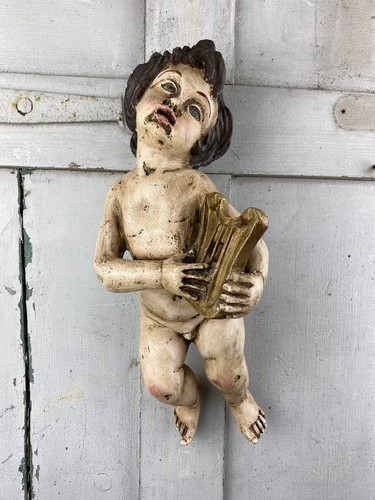 Antique carved wood polychrome - antique,