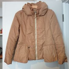 ADOLFO DOMINGUEZ Ladies UK 10 JACKET Quilted Mustard Tan Coat Zip 38