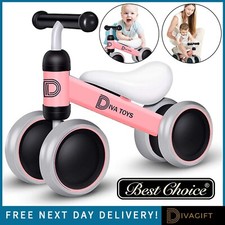 BABY BALANCE BIKE PINK KIDS TRIKE NO PEDAL FREE TODDLER FOR 1-2 YEAR OLD NEW