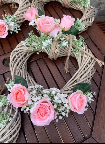 Large rustic wicker heart - x5,