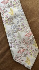 Duchamp Luxury Silk Tie, Black Label, Floral, butterfly, Handmade In England