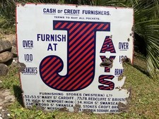 Antique Original Vintage Enamel Porcelain Metal Large Shop Advertising Sign