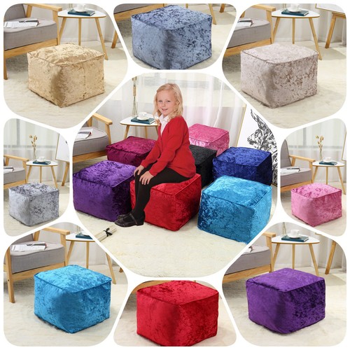 Crushed velvet bean bag cube - velvet,