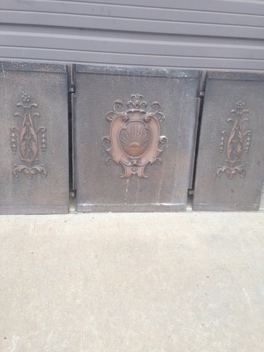 Antique cast iron fireback - fireback, set