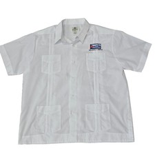 Mojito Collection Guayabera Shirt Cuban Flag 4XL White Dios Patria y Libertad
