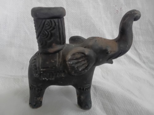 Black elephant figurine candle - black,
