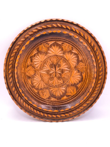 Hand carved wooden plate - hand,