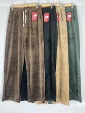 Womens Soft Velvet Velour Wide Leg Tracksuit Bottoms Joggers Trousers Lounge UK