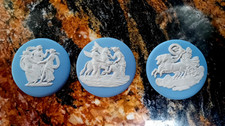 set of three Wedgewood blue jasperware discs