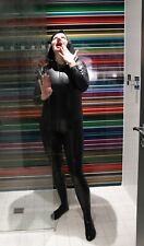 libidex women's full latex scarlet hood catsuit size XL, black, front fastening 