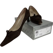 Peter Kaiser Oreda Nubuck Brown Suede Court Shoes Bow Detail Size 6 Kitten Heel