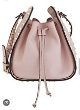 Valentino Garavani Grained Calfskin Rockstud Bucket Bag Poudre