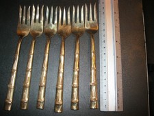Vintage Gold Tone Bamboo Forks