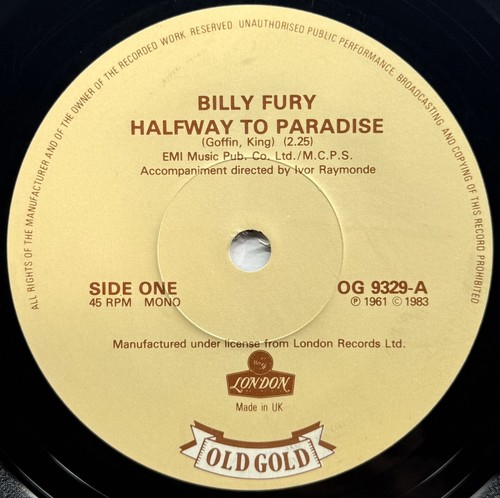 Billy fury halfway paradise - billy,