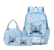Disney Stitch 3pcs Backpack Set with Lunch Bag & Pencil Case Kids School Travel