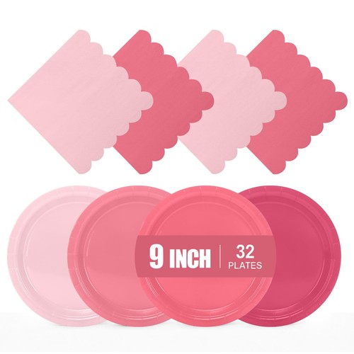 Pink paper plates - pink,