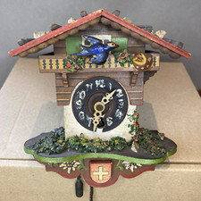 Vintage Cuckoo Clock Mini 5" German Bird Swiss Chalet Working no Key/Pendulum
