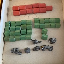 Vintage Monopoly 1969s tokens, houses hotels 
