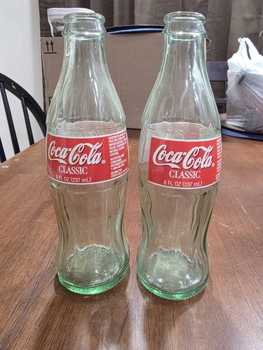 Vintage pair 8oz green glass - 8oz,