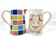 Vintage Milk Jug Pig Colourful