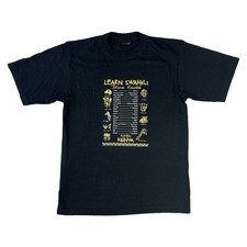 Airborne Graphic Print T-Shirt Swahili Short Sleeve Black Mens Large